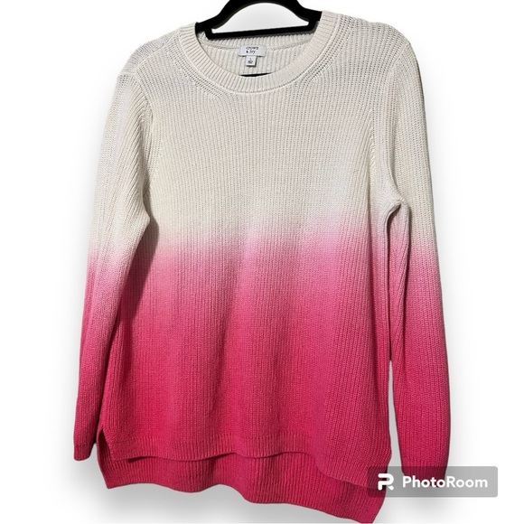 crown & ivy Sweaters - Crown & Ivy Ombre sweater size large sweater pullover long sleeve pink white